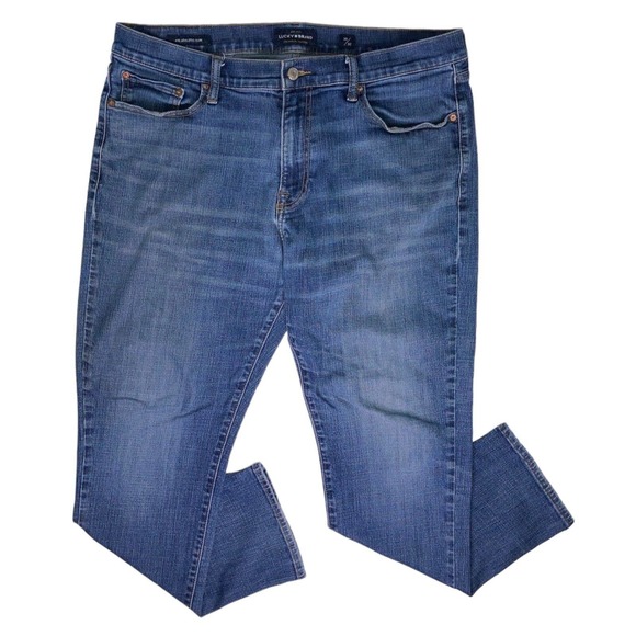 Lucky Brand 410 Jeans Mens 38x32 Athletic Slim Measures 40x30 Blue Stretch Denim - Picture 1 of 15